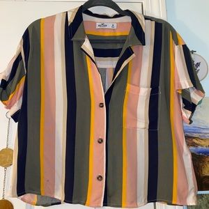 Hollister Cropped Striped Button up